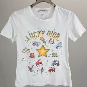 🚩steal authentic Dior White Lucky Zodiac Tee